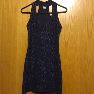 hyphen stretch navy glitter midi, small